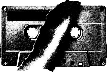 Vintage nostalgia with analog cassette tape in high contrast black design