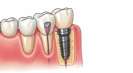Detailed Illustration of Dental Implant Surgery Procedure