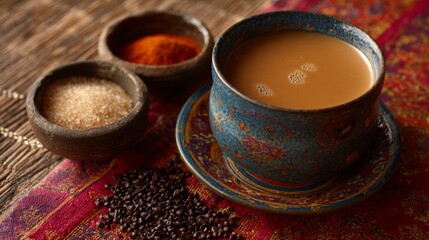 Tibetan Po Cha: A studio shot traditional Tibetan butter tea black tea yak butter salt bold warming.