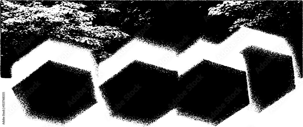 Poster geometric hexagon pattern in high contrast black and white abstract design