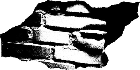 High contrast black and white brick wall fragment for artistic design and urban themes