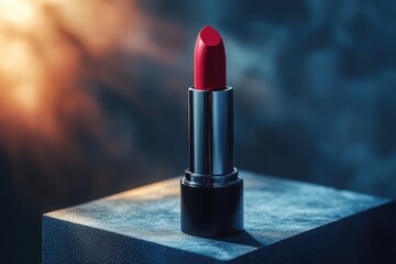 Elegant Red Lipstick on Dark Background Beauty Product Cosmetic Makeup