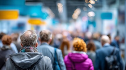 Busy trade fair scene convention center crowded event professional networking wide angle business opportunities
