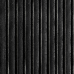 Seamless 4k photo texture material of ribbed black leather surface.