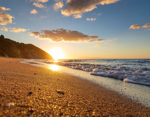 tropical beach and sea at sunset landscape