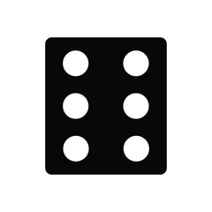 A clear and simple black die displaying the number five with distinct white pips, ideal for gaming or numerical concepts