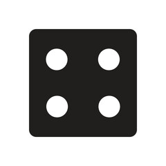 A clear and simple black die displaying the number five with distinct white pips, ideal for gaming or numerical concepts