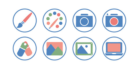 Creative Design Elements Painting Brush Palette Camera Photo Images Design Elements Digital Art Laptop Icons