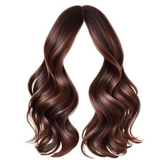 Long Wavy Brown Hair Texture Sample on White Background