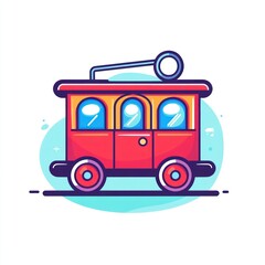 Cartoonish toy tram illustration