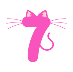 Seventh Birthday Svg file, Happy Birthday Vector, Cat Number 7 File, Birthday Kid Design, Kitty Number 7 Svg, Birthday Girl Clipart, Birthday Party Design, 7th Birthday Clipart, Cat Number 7 File.