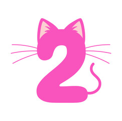 Second Birthday Svg file, Happy Birthday Vector, Cat Number 2 File, Birthday Kid Design, Kitty Number 2 Svg, Birthday Girl Clipart, Birthday Party Design, 2nd Birthday Clipart, Cat Number 2 File.