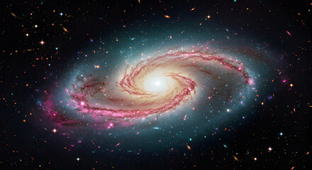 A mesmerizing view of a radiant and swirling galaxy across the cosmic expanse