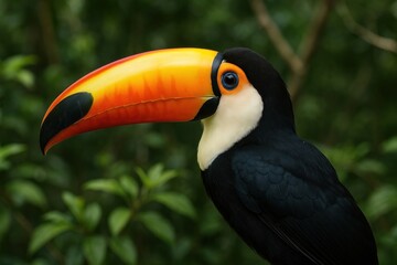 Fototapeta premium Vibrant toucan in lush jungle.