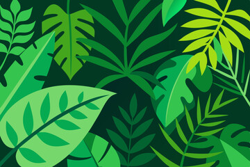 Fototapeta premium Green leaves seamless pattern: a vector illustration of nature's floral design, perfect for wallpaper or fabric decor