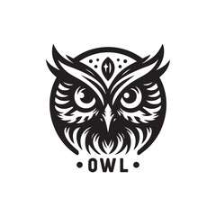 owl eye logo, editable vector image
