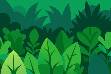 Obraz premium Seamless pattern of green leaves and floral nature illustration background
