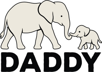 elephant, adult elephant, baby elephant, family of elephants, wildlife, african animals, black and white illustration
