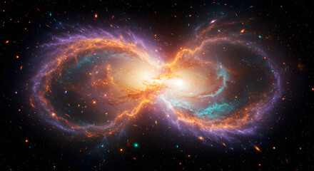Spectacular image of colliding galaxies with vibrant colors in deep space.