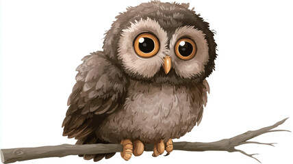 A digital illustration depicting a cartoon owl.  The owl is predominantly brown with lighter brown and beige undertones, giving it a fluffy appearance. Its eyes are large and round with