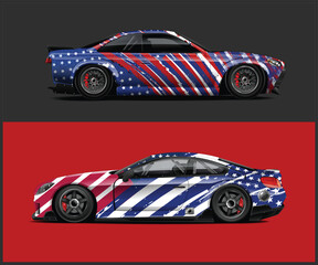 Patriotic American Flag Design on Two Sport Cars