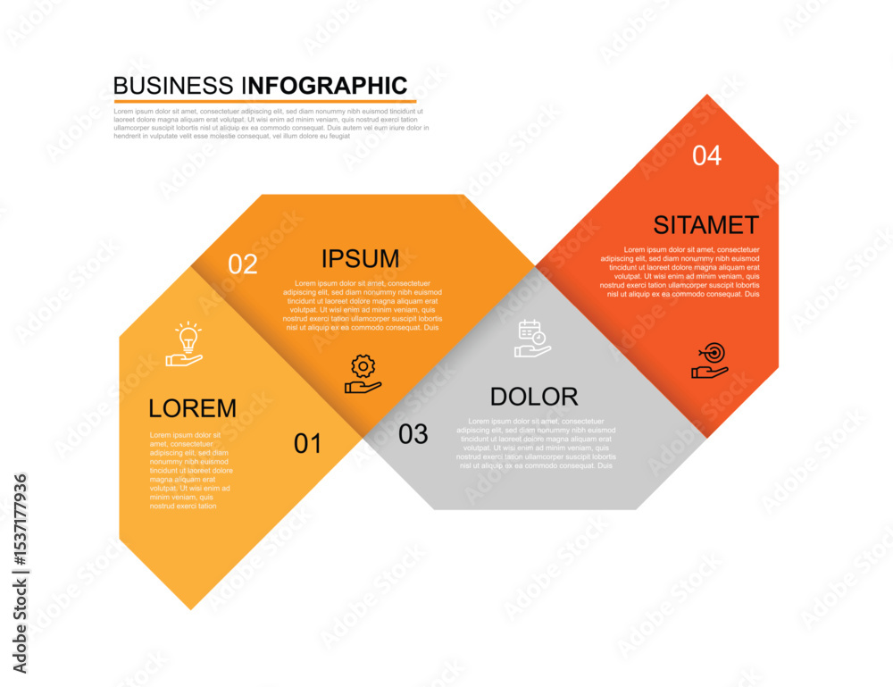 Poster 4 step infographic template vector element. business information banner concept with 4 option paper 