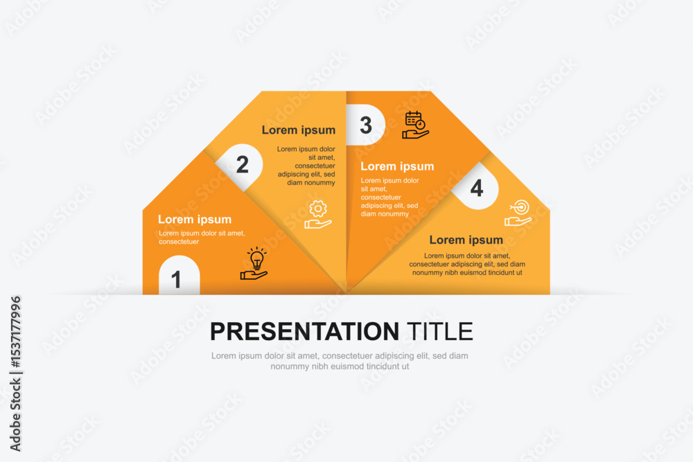 Poster 4 step infographic template vector element. business information banner concept with 4 option paper 