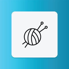 This icon of a knitting yarn ball with needles represents wool, handmade garments, or special fabrics.
