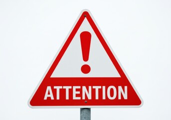 Red triangle warning sign with exclamation point and attention text