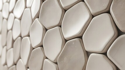 Modern Beige Tile Wall with Organic Shapes and Subtle Cracks