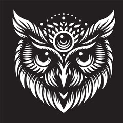 owl eye logo, editable vector image