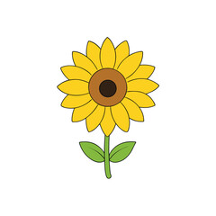 Sunflower floral art Vector illustration