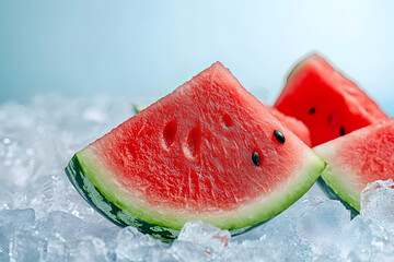 Obraz na płótnie Canvas ripe fresh watermelon on ice