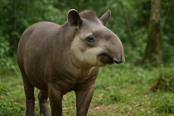 Fototapeta premium Tapir in lush green forest
