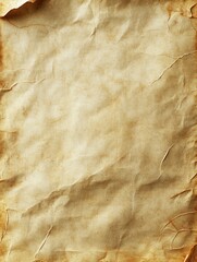 Old paper with manuscript texture. Shabby vintage parchment background. Blank antique page with weathered grunge. Beige and amber shades of aged blank cardbox journal paperboard.