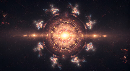 Obraz premium Futuristic portal artwork depicts cosmic energy, celestial mechanics, and space travel
