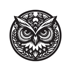owl eye logo, editable vector image
