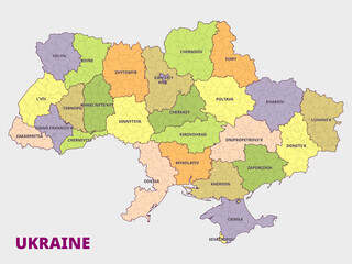 Map of Ukraine Showing Regions and Provinces