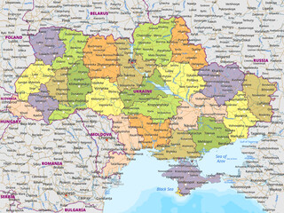 Detailed political map of Ukraine