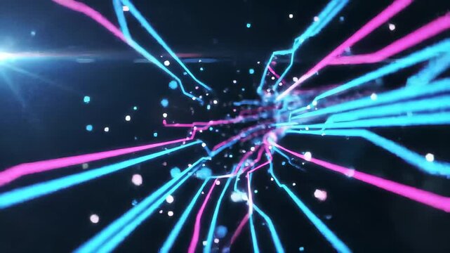 Abstract Neon Lines Intertwining in a Dynamic Visual Display