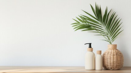 Simple, minimalist scene of natural beauty products