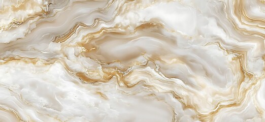 Luxurious Beige and White Onyx Marble Texture with Golden Veins Background