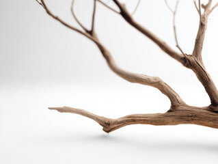 Minimalist Dead Wood on White Background
