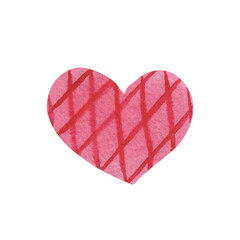 Fototapeta premium Textured insulated watercolor checkered netted pink heart hand painted wet effect