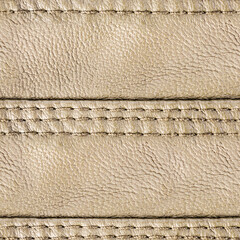 Fototapeta premium Seamless 4k photo texture material of beige colored leather straps surface with seams.