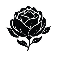 Black Peony Silhouette Vector for Floral Illustrations