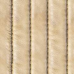 Fototapeta premium Seamless 4k photo texture material of quilted beige colored leather with seams.