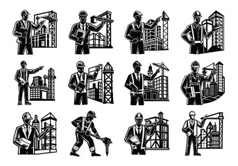 silhouette construction vector