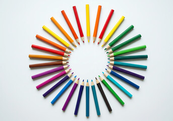Colorful Pencil Circle Layout for Art and Education