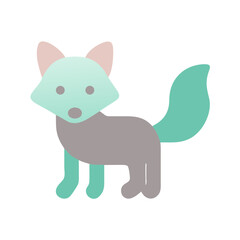 Fototapeta premium Cartoon fox in soft colors standing on its legs 